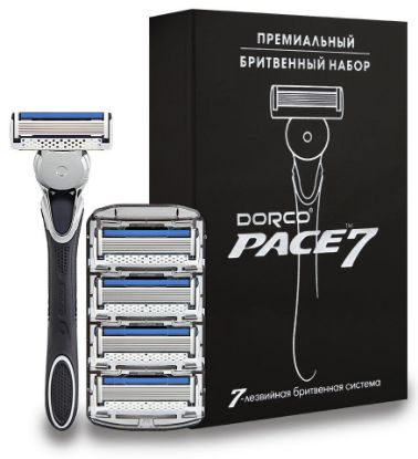 Изображение Подарочный набор Dorco Pace7 с серебристым тиснением - Бритва + 5 кассет