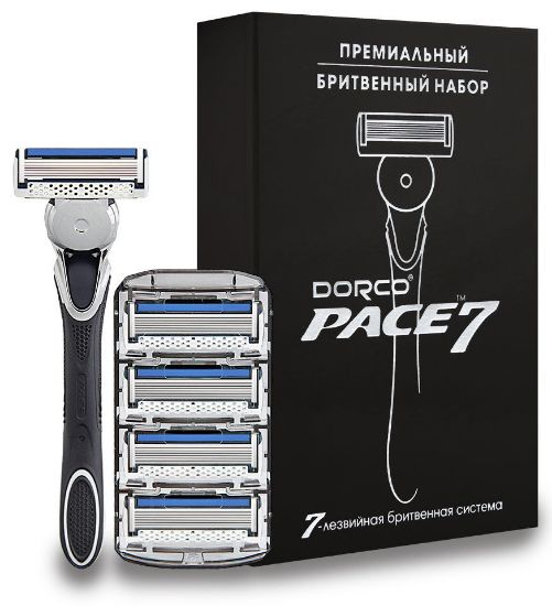 Изображение Подарочный набор Dorco Pace7 с серебристым тиснением - Бритва + 5 кассет