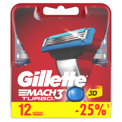 Изображение Сменные кассеты Gillette Mach3 Turbo, 12 шт.