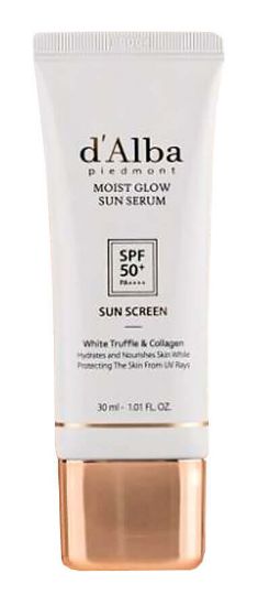 Изображение Солнцезащитная сыворотка с трюфелем d'Alba Moist Glow Sun Serum White Truffle&Collagen Sun Screen SPF50+ PA++++, 30 мл